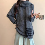 Fongt Gray Half-Zip Sweater Women Wear Soft-Creating Knitted Knitted Jacket Coat Tops In Autumn And Winter