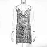 Fongt Station Fashion Nightclub Low Back Strapless Deep V Metal