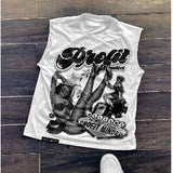 Fongt New Leisure Sleeveless Vest With Short-Sleeved Top Couple Summer Loose Printing Hot Sales