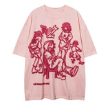 Fun Comics Graffiti Oversized T Shirt Mens Hip Hop Loose Short Sleeve Y2k Top Japan Harajuku Couples Kawaii