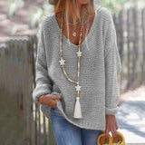 Fongt Ladies Casual Loose Long Sleeve V Neck Fall Winter Sweater Knit