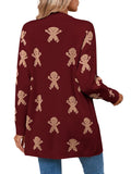 Fongt And Winter New Sweater Female Christmas Cartoon Embroidered Long Knitted Cardigan Jacket