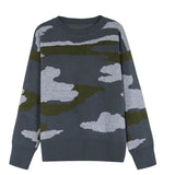 Fongt Sweater Women Autumn And Winter New Camouflage Leopard Sweater Round Collar Knitted Shirt Woman