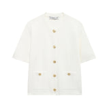 Fongt New Round Collar Button Temperament Gentle Short-Sleeved Coat 6427101