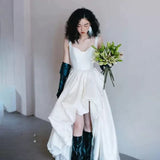 Fongt Certificate Beautiful Engagement Dress Can Wear A Simple Temperament Bow To Waist French Sling Dress