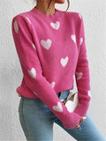 Fongt And Winter New Heart Pattern Loose Round Collar Knitting Jacket Sweater