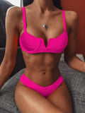 Fongt New Bikini Ebay Bikini V-Neck Swimsuit Ladies Splits Swimsuit Direct Sale-Outfit