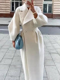 Women's Warm Long Overcoat Wool Blends Autumn Winter Thick Cashmere Double Breasted Jacket Blazer Female Woolen