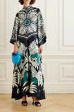 Fongt Summer Printed Seven-Sleeve Collared Dress