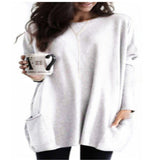 Autumn Pullover Casual Round Neck Long Sleeve Pocket T-shirt