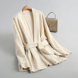 Women Thick Knitting Cardigans Coat With Belt Long Sleeve Women Winter Cape Sweater Jumper Casaco Feminino Women