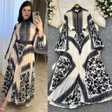 Fongt Folded Dress Women 2025 Spring Dress High Fashion High Fashion High-Grade High-Rise Thin Print Embossed Skirt