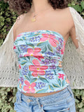 Fongt Holiday Fenghai Island Shell Print Shoulder Repair Braid Vest Hot Girl Sexy Tight Blouse