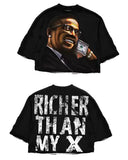 Fongt Cool Boy New English Before And After Printing 毛棉 Five-Sleeved T-Shirt Round Collar Top