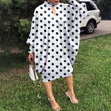 Sundress Women Vintage Hollow Polka Dot Printed Long Sleeve Dress VONDA 2022 Elegant Midi Vestido Elegant Robe