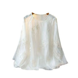 Chinese-Style Round-Collar Embroidered Shirt Women's Autumn 2023 New Fashionable Casual National Style Dress Trend-Outfit