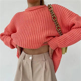 2021 Autumn Winter Oversized Long Sleeve Knitted O Neck Women Pullovers Sweater Fashion Casual Female Y2K