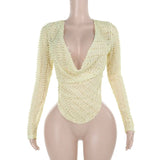 Fongt Autumn 2024 New Street Spice Girls With Special Fabrics Collared Long-Sleeved Top