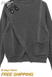 Women Asymmetrical Pullover Autumn Winter Clothes Warm Knitted Oversized Sweater For Women's Loose Tops Casual