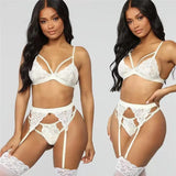 New Hot Sex Lingerie Sexy Lace Three-Piece Lingerie