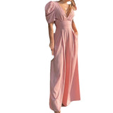 Fongt 2024 New Women's Short-Sleeved Fashion Elegant Plus-Size Wide-Leg