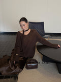 Fongt Xixi 13 Lines 2025 Autumn Black Standard Ins Temperament Elegant Mare Knit Sweater Sweater 25299