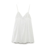 Fongt Women's Summer New Holiday Style Loose Back Vertical Lace Short Dress
