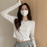 Fongt Bottom Shirt Female Autumn Winter With Long-Sleeved T-Shirt 2024 New Design Sense Hot Girl Short Student Jacket