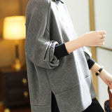 Streetwear Loose Solid Color Stylish Asymmetrical Split Pullovers Spring Autumn Turtleneck Patchwork Korean Sweatshirts-Outfit