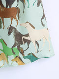 Fongt Women's Horse Print Long-Sleeved Dress Dress 2742