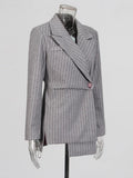 Fongt Suit 2025 New Niche Lazy High-End Design Stripe Splicing Blazer Woman