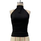 Fongt Women's Clothing 2025 Summer New Solid Color Bare Back Sexy Hanging Neck Vest T-Shirt Top