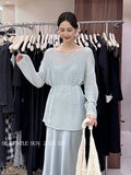 Fongt Xixi 2025 Summer Sunscreen Loose Long-Sleeved Hollow Knitted Shirt Oversize Sweater 25238