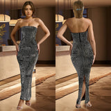 Fongt Women's Stylish Solid Color Burning Diamond Sleeveless Dress