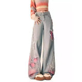 Fongt Splicing Jeans Women Autumn And Winter Design Sense Loose Straight Pear-Shaped Casual Broad Legs Long Pants