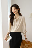 Fongt 2025 New Solid Color Repair Body Clothes Thin Fashion Shirt Elegant Commute OL Chiffon Shirt