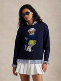 Fongt New Women's Round-Necked Bear Cartoon Casual Age-Reed Knitted Sweater