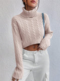 Fongt Autumn And Winter New Women's High-Neck Long-Sleeved Sleeve Thighs Short Sweater