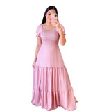 Fongt New Spring And Summer Women's Dress A Word Broken Shoulder Long Pure Fairy