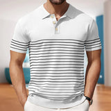 Fongt Men's Men's Casual Ball Striped Knits Ice Shuang Silk Knitting Business Polo