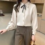 Fongt New Bow Embroidered Long Sleeve Shirt Lace Design Sense Small Long Sleeve Foreign Style Base-Outfit