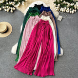 Fongt Wear High-Rise Straps With A Hundred Laps Of Casual Pants Women Micro-Fat Large Size Showing Lean Meat Hangings Wide Legs Of Hundreds Of Folded Trousers