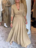 Fongt And Autumn 2025 Elegant Waist Dress Fine Flashy Deep V Sexy Dress