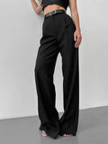 Fongt Pants 2025 Spring And Summer New Women's Leisure Temperament Commute Loose Straight Trousers Suit Pants