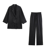 Fongt Women's Clothing 2025 New Casual Double-Dbuted Blazer + Trouser Suit Trend