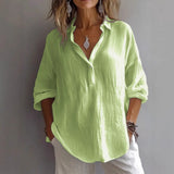 Fongt And Summer 2025 New Solid Color Casual Loose Button V-Neck Shirt Shirt Woman
