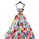 Fongt Court-Styled Sling Dress Women's Summer Waist Repair Senior Sense Temperament Big Swing Dress