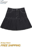 High-Waist Slim Elegant Solid Color All-Match Denim Skirt Women Summer 2023 Fashion Bow Pleated Denim Mini Skirt
