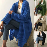Fongt And Winter Long Cardigan Pure Color Women's Knit Fashion Holiday Sweater Coat Women