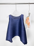 Fongt Folded Women's Summer Solid Color Top Sleeker-Less Collar Fashion Loose Daily Simple Wear Commuting Vest